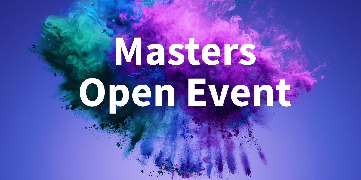 Purple background with text 'Masters Open Event'